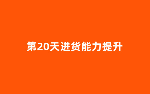 第20天进货能力提升